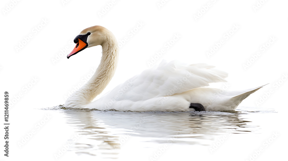 Fototapeta premium white swan on the water isolated on white background