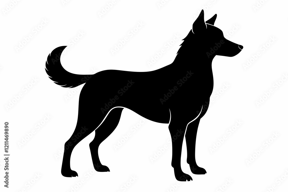 A dog silhouette black vector art illustration. A dog silhouette black vector art illustration.