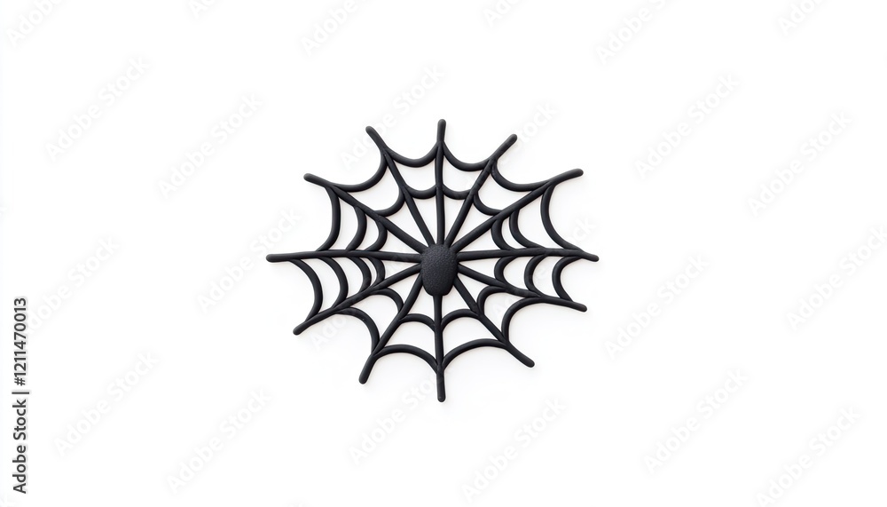 Black spider web decoration on a white background, ideal for Halloween themes and craft projects Black spider web decoration on a white background, ideal for Halloween themes and craft projects