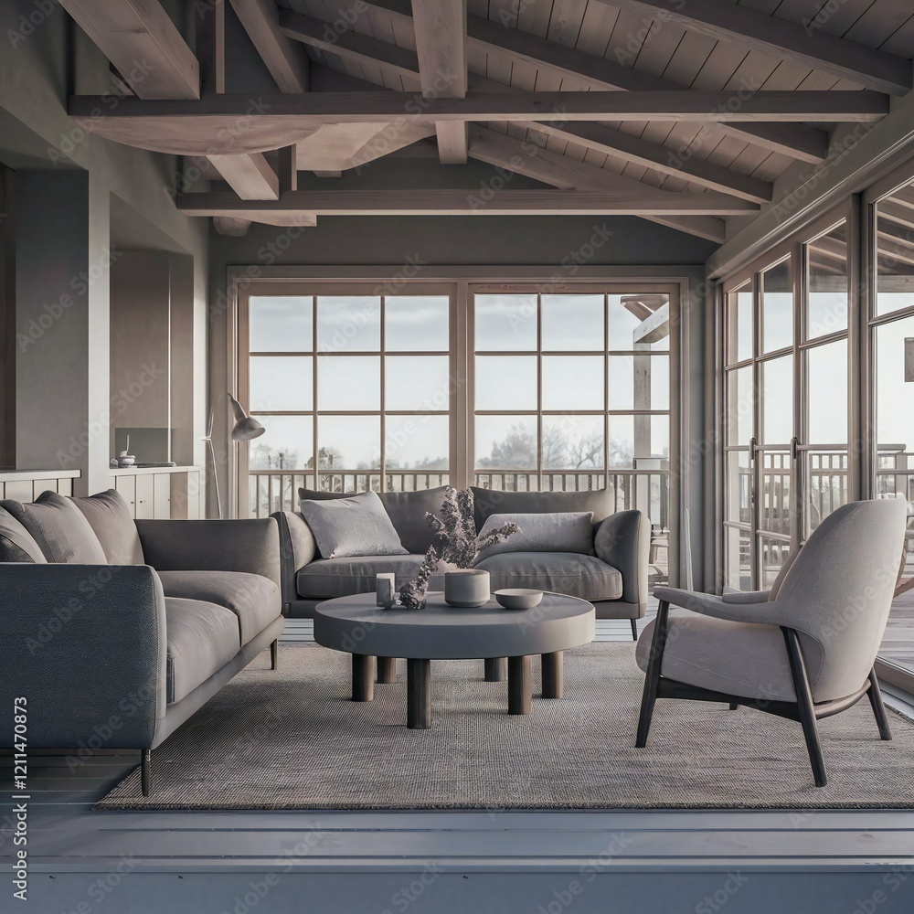 Fototapeta premium modern living room with fireplace