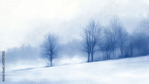 Wallpaper Mural Snowy landscape with bare trees in a winter fog. Torontodigital.ca