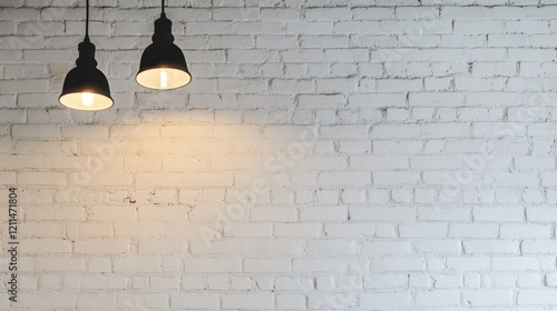 Bright and modern wall lamp on a white brick wall, giving a clean and chic look