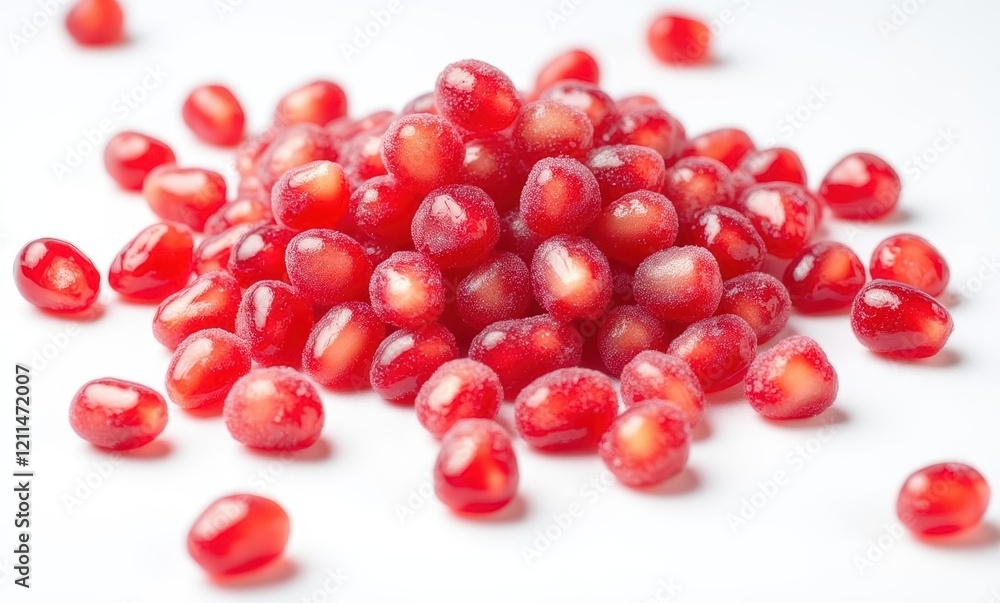 Vibrant red pomegranate seeds piled together Vibrant red pomegranate seeds piled together