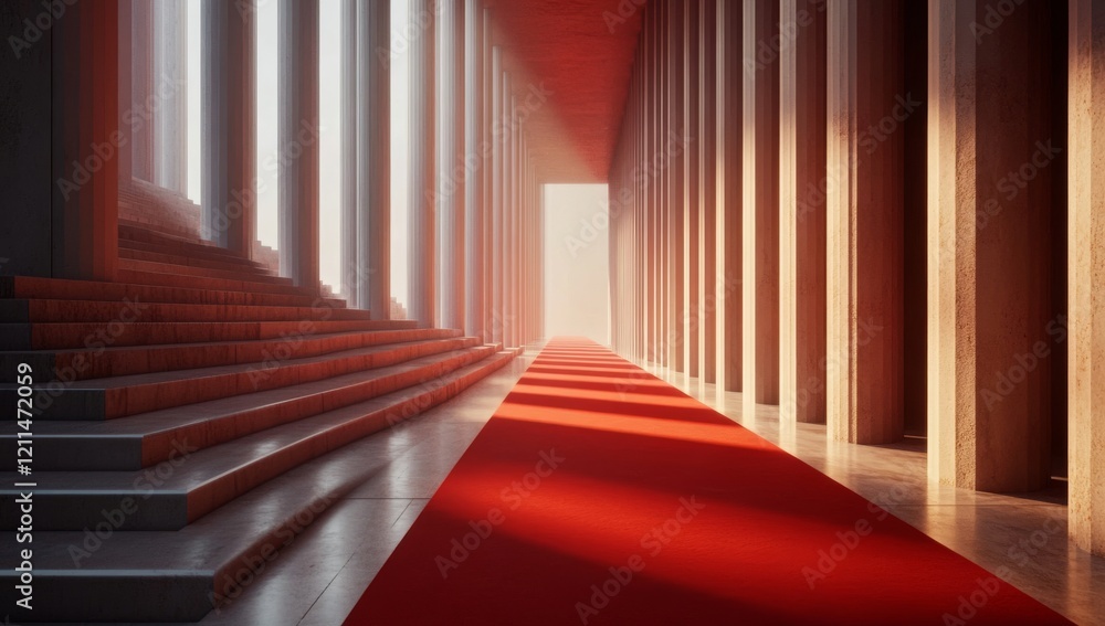 Fototapeta premium Red Carpet with Spotlights and Curtain