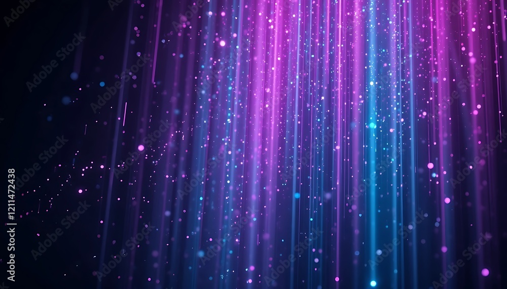 Abstract background of glowing purple and blue vertical lines with falling particles and bokeh effects, perfect for digital art, wallpapers, and design projects. Abstract background of glowing purple and blue vertical lines with falling particles and bokeh effects, perfect for digital art, wallpapers, and design projects.