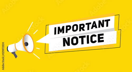 Important notice banner announce flat design graphic element. Poster or marketing.