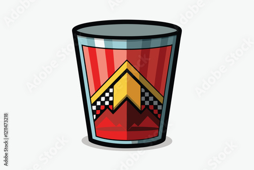 The glass cup showcases colorful designs inspired by a beloved animated series Glass cup for movie or series on transparent background,