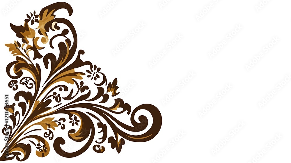Elegant Brown and Gold Floral Corner Design Elegant Brown and Gold Floral Corner Design