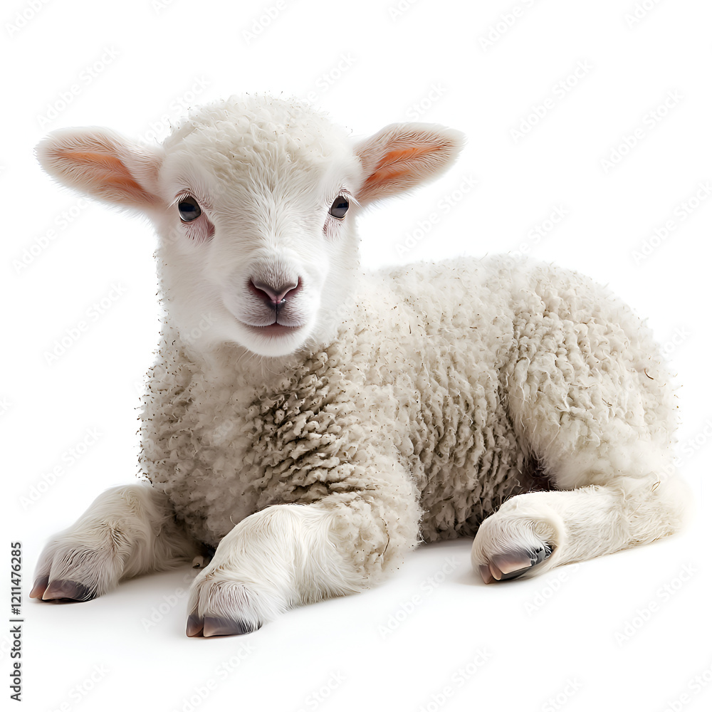 Adorable Baby Lamb Resting in Serene Farm Environment Adorable Baby Lamb Resting in Serene Farm Environment