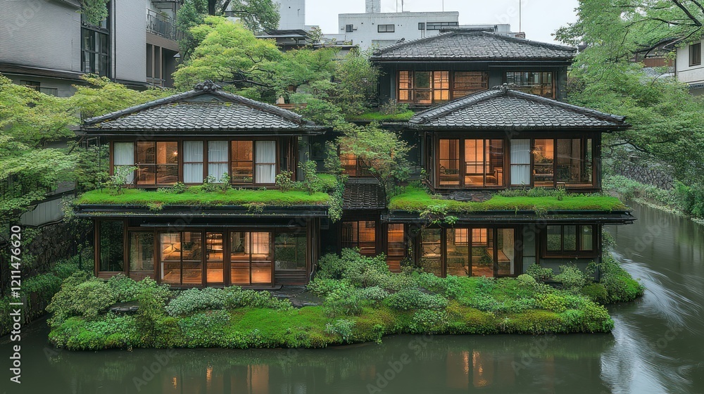 Serene Japanese Garden House: Tranquil Waterfront Residence Serene Japanese Garden House: Tranquil Waterfront Residence