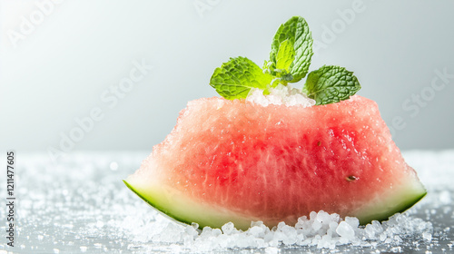Watermelon Slice with Mint:...