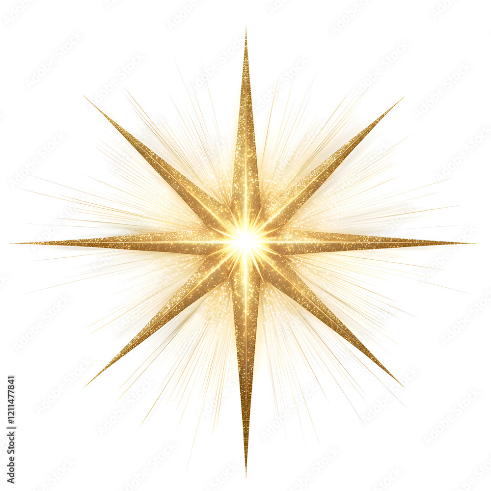 Obraz premium Radiant Golden Star with Sparkles and Bright Light in Artistic Design