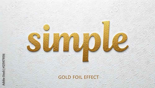 High-resolution image of the word simple in gold foil effect on a white cracked textured background, ideal for design projects.