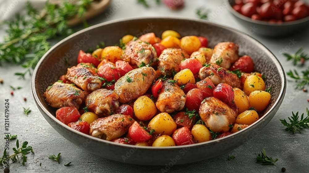 Roasted Chicken Wings with Potatoes and Cherry Tomatoes Roasted Chicken Wings with Potatoes and Cherry Tomatoes