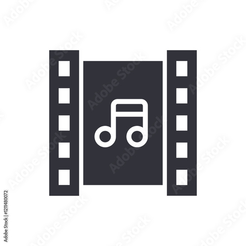 Audio visual film  solid icons, minimalist vector illustration ,simple transparent graphic element .Isolated on white background