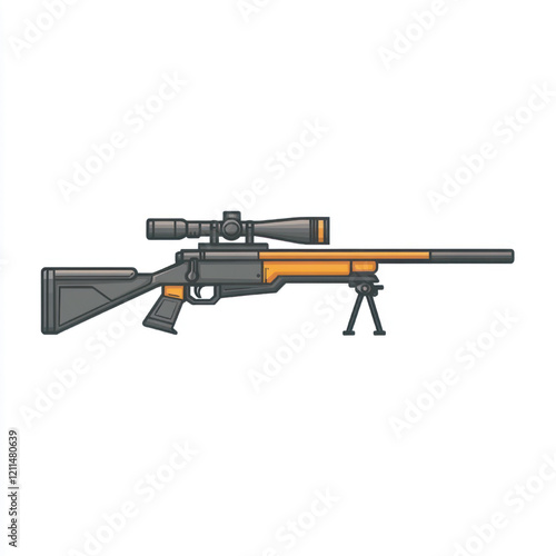 side view of a minimalist sniper gun simple vector