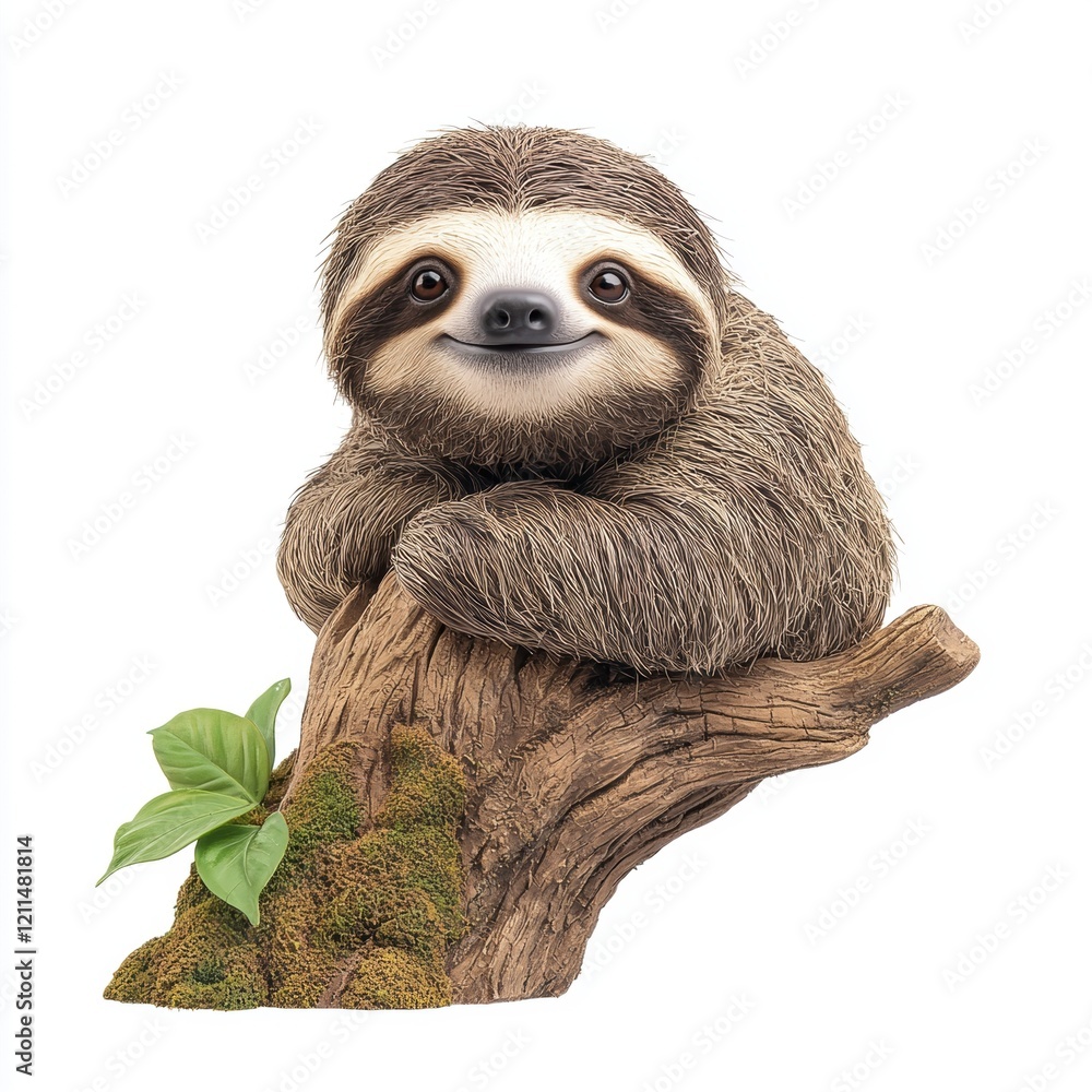 Fototapeta premium Adorable Sloth Relaxing on a Tree Branch in Nature