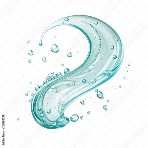 realistic 3d fresh water liquid gel splashes in curve style with many drops isolated on white background