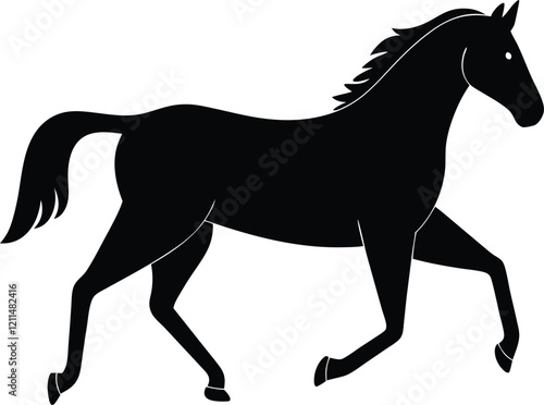 Black Horse Silhouette, Equestrian, Galloping, Elegant, Majestic, Animal, Silhouette, Coat of Arms, 