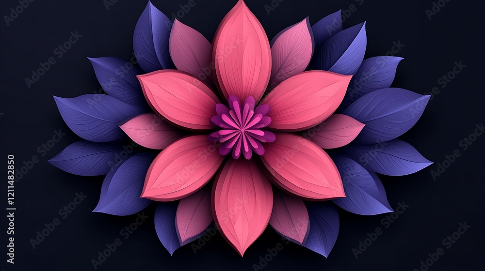 Fototapeta premium Pink flower with purple leaves artistic design