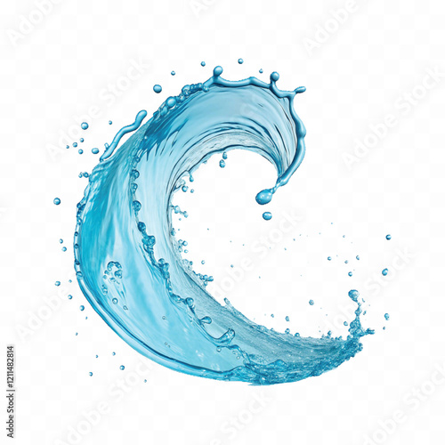 realistic 3d fresh water liquid gel splashes in curve style with many drops isolated on white background