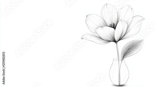 Elegant Line Art of a Flower in a Simple Vase