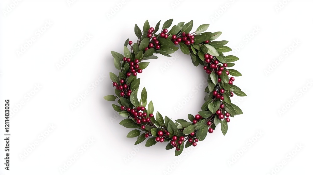 Elegant Green Wreath with Red Berries for Seasonal Decor Elegant Green Wreath with Red Berries for Seasonal Decor