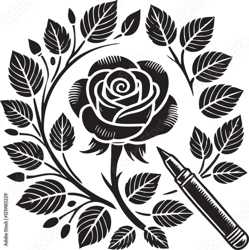 nice Rose silhouette vector art illustration