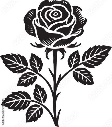 nice Rose silhouette vector art illustration
