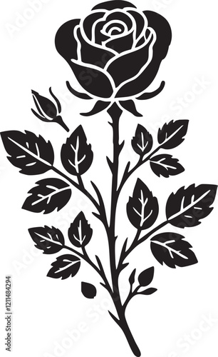 nice Rose silhouette vector art illustration