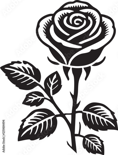 nice Rose silhouette vector art illustration