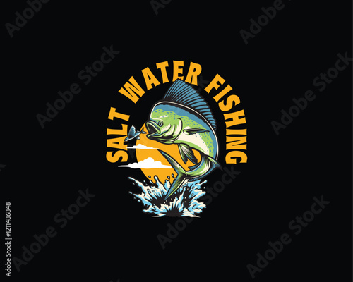 fishing mahi mahi jump illustration