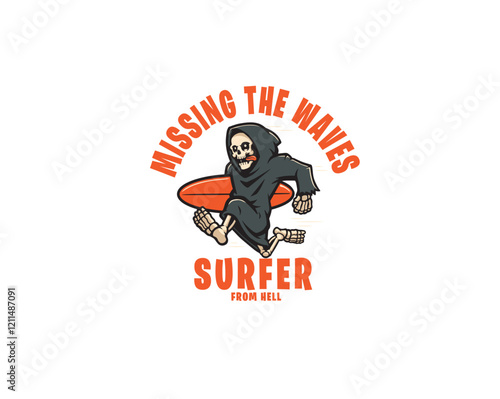 grim reaper surfer from hell illustration