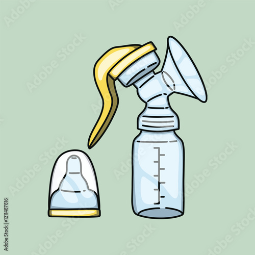 Hand drawn breast pump illustration
