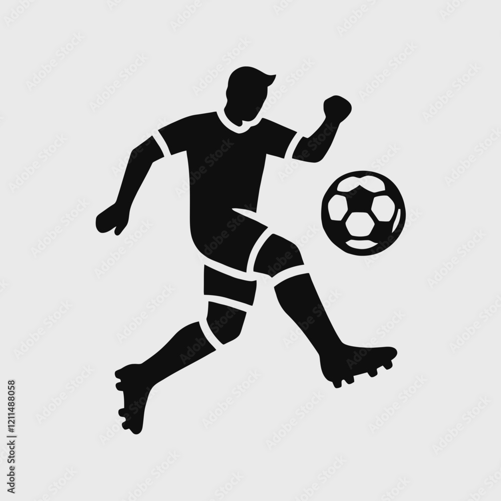 Football Player Silhouette in black on a white background Football Player Silhouette in black on a white background