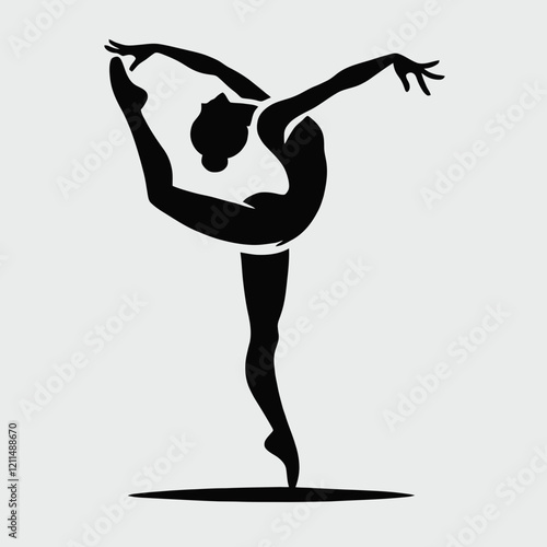  Gymnast Silhouette in black on a white background