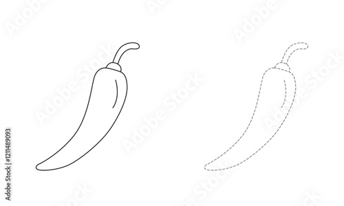 Tracing lines for toddlers. Handwriting practice sheet. Educational children game, printable worksheet for kids with Chilli