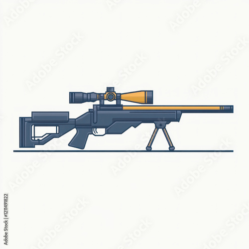 side view of a minimalist sniper gun simple vector