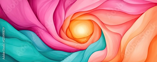 Vibrant watercolor concept. Colorful abstract swirl design showcasing vibrant hues and dynamic flow.