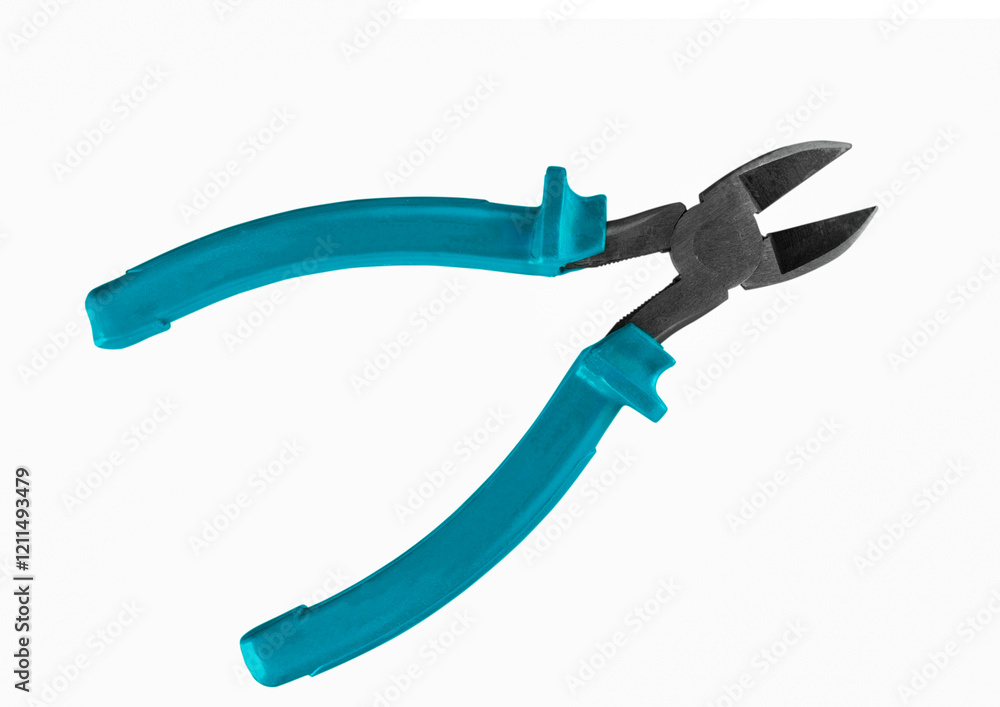 blue and black pliers on a white background blue and black pliers on a white background