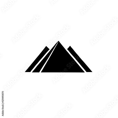 Triple Peak Silhouette: A minimalist graphic of three mountain peaks, rendered in bold black against a clean, uncluttered backdrop, evokes a sense of strength, ambition, and the power of nature.