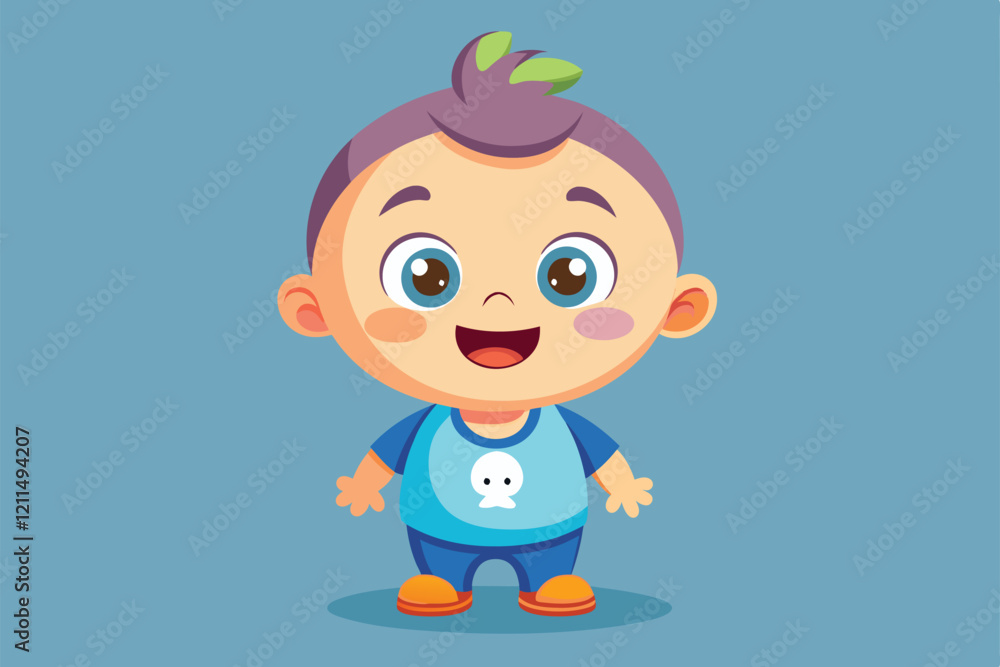 A happy baby cartoon character stands joyfully, ready for personalization and customization Happy baby Customizable Cartoon Illustration A happy baby cartoon character stands joyfully, ready for personalization and customization Happy baby Customizable Cartoon Illustration