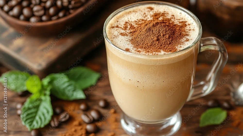 Aromatic Iced Coffee Delight: Indulge in the rich, creamy texture and invigorating aroma of this perfectly crafted iced coffee, topped with a sprinkle of cocoa powder. Aromatic Iced Coffee Delight: Indulge in the rich, creamy texture and invigorating aroma of this perfectly crafted iced coffee, topped with a sprinkle of cocoa powder.
