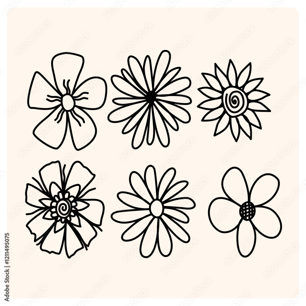 Obraz premium Simple Flower Doodles
