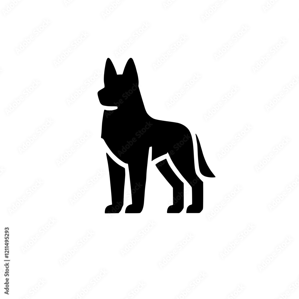 Silhouette of a Dog: A strong and majestic silhouette of a dog, standing tall and alert, is captured in a simple yet powerful design. The image exudes loyalty and protectiveness. Silhouette of a Dog: A strong and majestic silhouette of a dog, standing tall and alert, is captured in a simple yet powerful design. The image exudes loyalty and protectiveness.