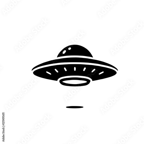 UFO Icon: A simple yet striking silhouette of a classic flying saucer, perfect for representing the mysterious and unknown in a modern, minimalist design. 