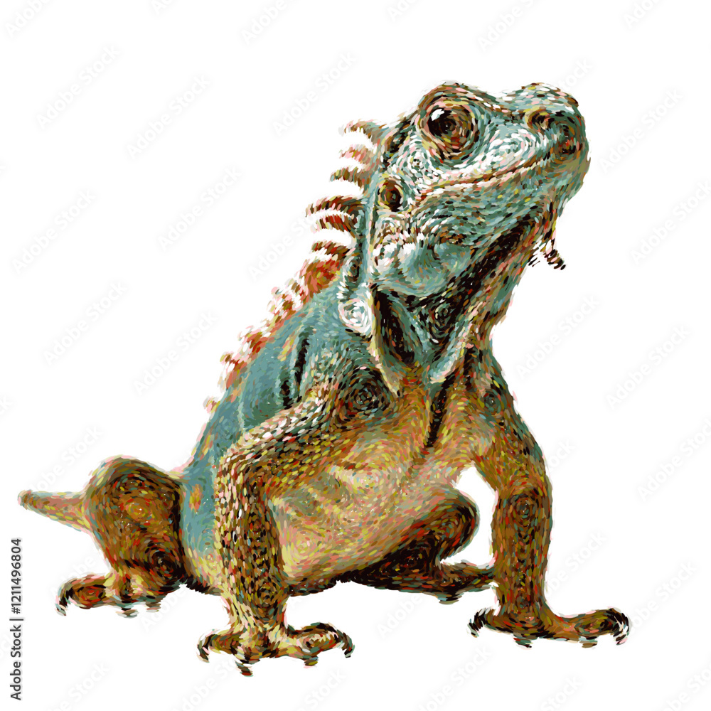 Fototapeta premium Detailed Iguana Reptile Illustration Vector Isolated on White Background