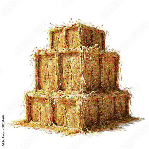 Straw stack vector illustration, farm hay concept, rustic design, agriculture isolated