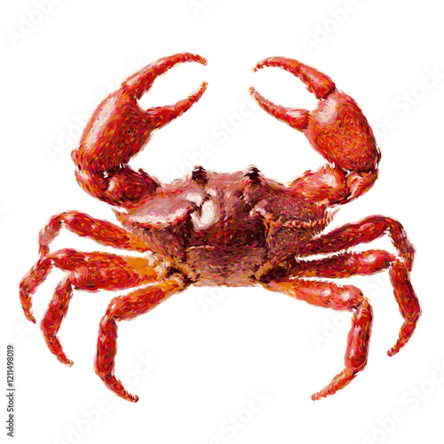 Red Crab Illustration Vector, Isolated, Crustacean, Seafood, Ocean, marine