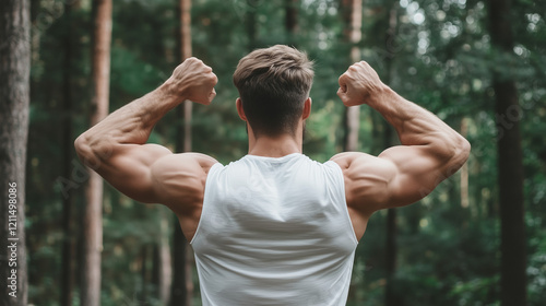 Muscular Man in Forest: A p...
